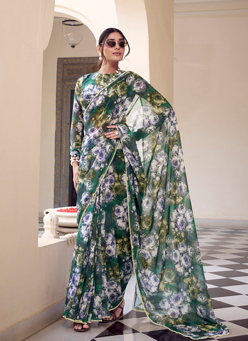 Amazing Marble Georgette saree with allover floral print work.